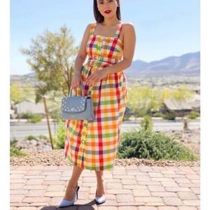 Christopher John Rogers X Target multi color plaid midi dress size 8